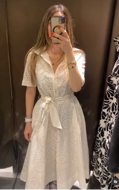 ZARA ZW COLLECTION Embroidered Shirt Dress Ecru New Ss24 Xs-Xxl Ref.  4786/092 67.19 - PicClick UK