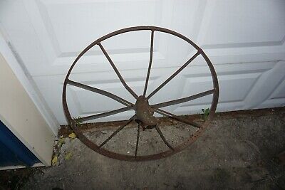 Antique/Vintage Spoked Steel Farm Implement/Thresher Wheel Rim  29" x 1 3/4" 2
