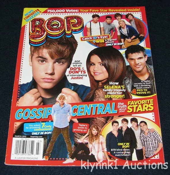 BOP Magazine March 2012 One Direction Justin Bieber Selena Big Time Rush Taylor