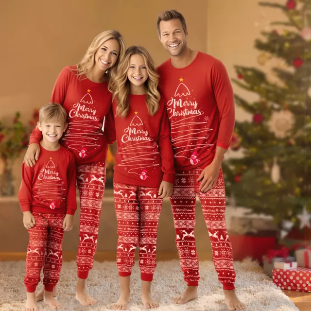 UK Family Matching Christmas Pyjamas Adult Kids Xmas Nightwear Pajamas Pjs Set