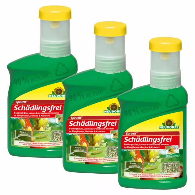 Neudorff Spruzit Schädlingsfrei 3x 250 ml Blattläuse Schildläuse Zikaden Thripse