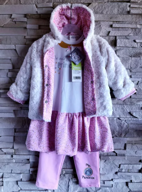 Tom & Kiddy - New - Ensemble 3P Fille Princesse, Pastels, Pailleté & Fourrure 2A