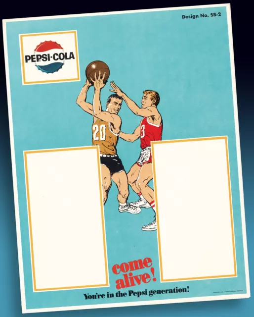 Pepsi Cola Altes Basketball Highschool Sample Sheet 1965 Rares Muster Werbeblatt