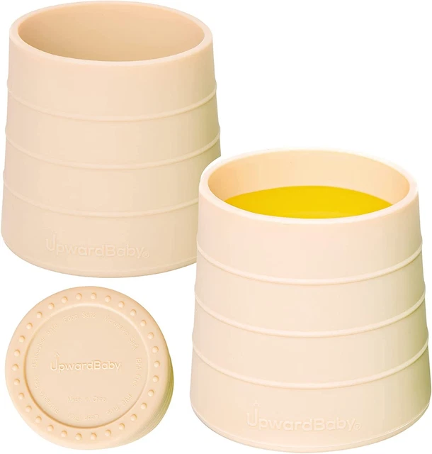 Training Cup 2 Pack Silicone Upward Baby Mini Drinking Toddler Open Cup Beige