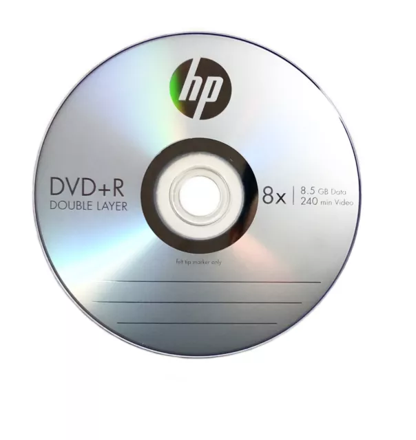 25 HP 8X Blank DVD+R DL Dual Double Layer 8.5GB Logo Branded in Sleeves