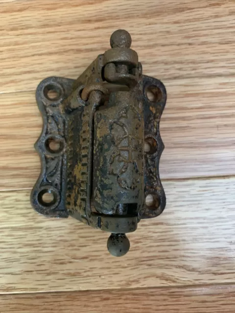 Antique Cast Iron Victorian Sargent & Co Spring Loaded Screen Door Hinge