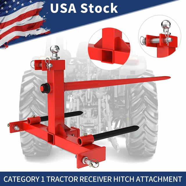 HAY BALE SPEAR Trailer Hitch Receiver Cat 1 Tractor Drawbar W