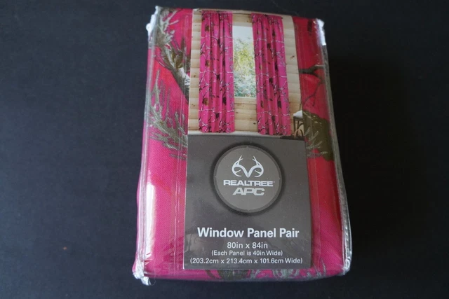 RealTree APC Hot Pink Fuchsia Camo Window Panel Curtain Pair 80 x 84