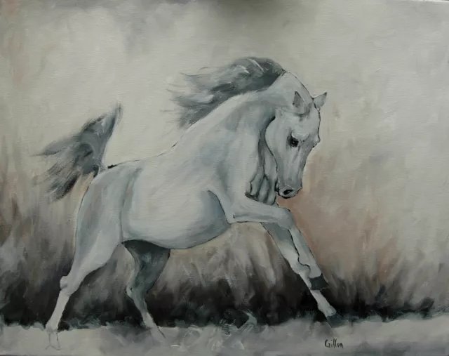 Tableau original de Caillon 50x40 cm "emporté" Cheval