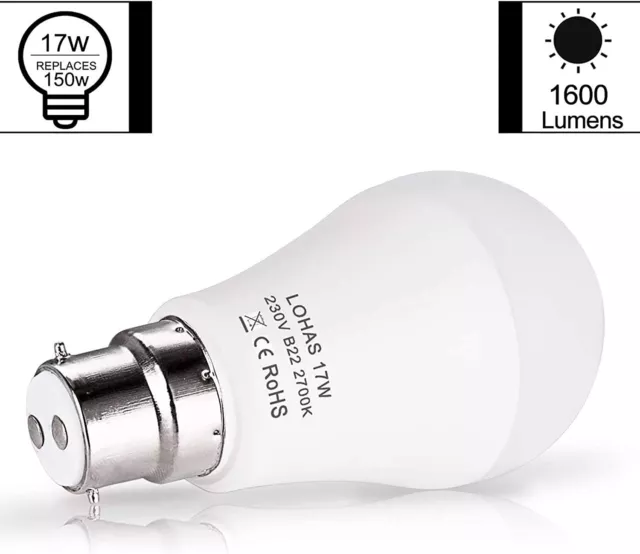 B22 LED Glühbirnen 17W LOHAS A60 B22 Bajonett Lampe Äquivalent 150W Glühlampe 3