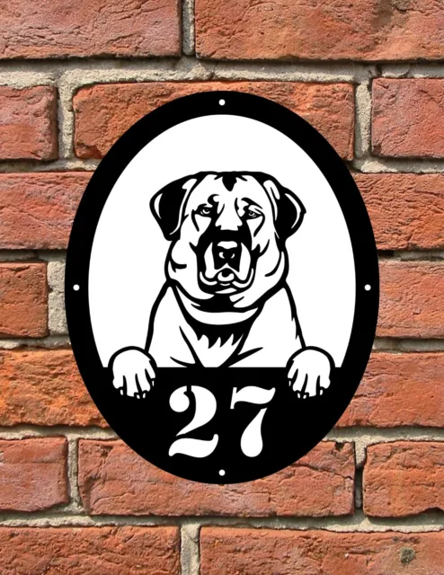 Letrero de placa con número de puerta personalizado con perro 022 perro pastor de Anatolia