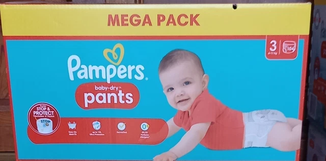 104 couches culottes Pampers Baby Dry Pants Taille 3 (1 Méga Pack)