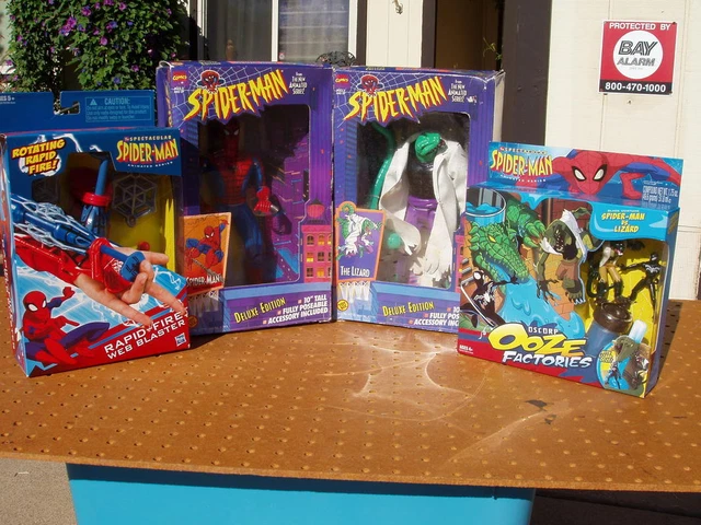 HASBRO MARVEL SPIDER-MAN FIGURES WEB BLASTER LIZARD LOT of 4 NEW DECENT ...