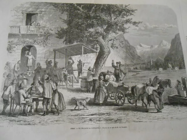 1864 engraving - Tyrol A shot in the countryside