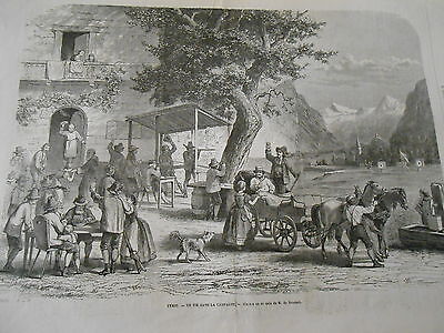 Gravure 1864 - Tyrol Un tir dans la campagne