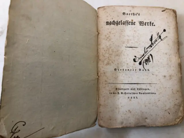 Antico Libro Le opere postume di Goethe Goethe's nachgelassene werke 1833