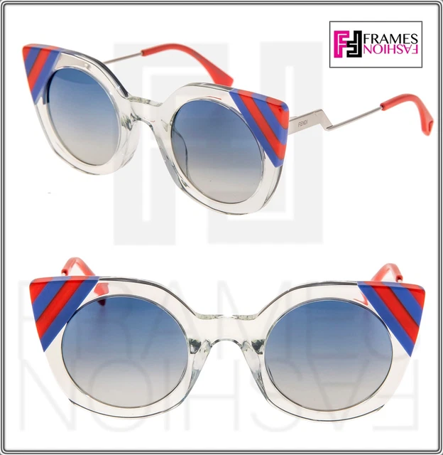 FENDI WAVES FF0240S Crystal Green Stripe Blue Gradient Sunglasses