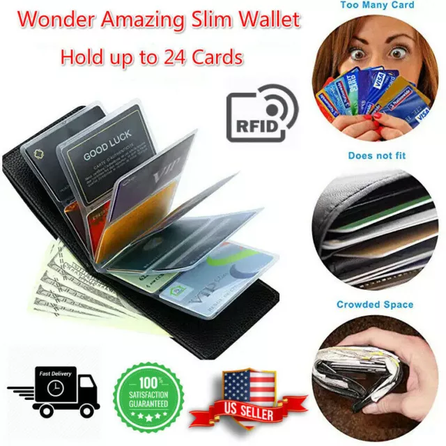 Wonder Amazing Slim Wallet Leather Men Women RFID Blocking Credit Card Holder