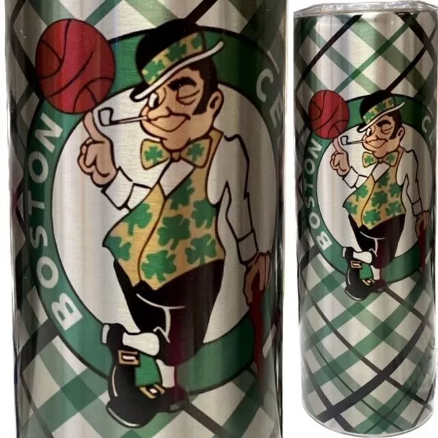 New Boston Celtics Nba Basketball 20 Oz Stainless Steel Tumbler Cup +Lid & Straw