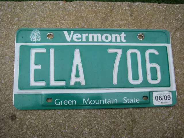 American Vermont Green Mountain State June 2009 # Ela 706 Rare Number Plate