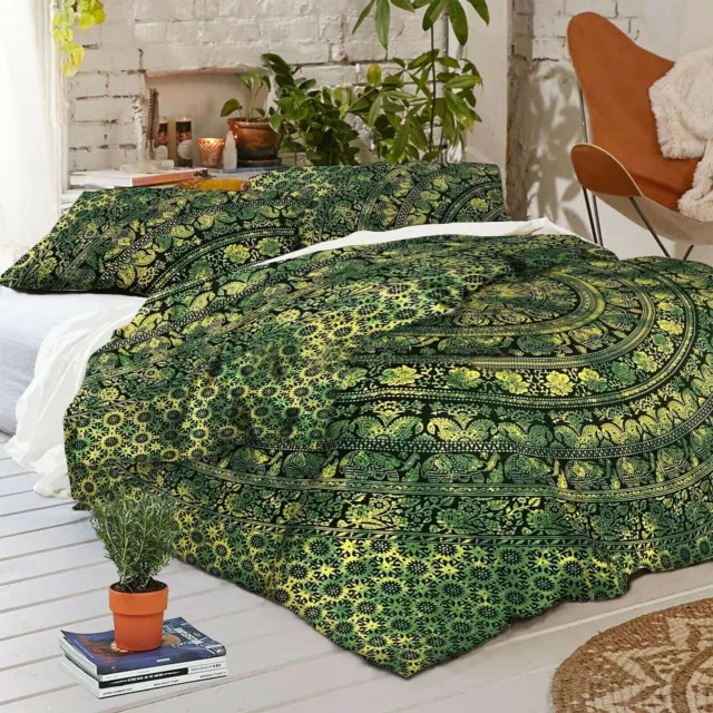 Algodón Mandala Reversible ropa de cama edredón Doona cubierta conjunto...