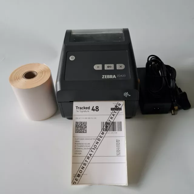 Zebra ZD420 Netzwerk Thermoetikettendrucker mit Netzteilrolle 4x6" Etiketten USB 826
