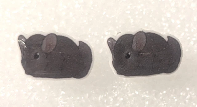 Chinchilla Gray Teeny Tiny Flat Acrylic Stud Earrings Jewelry