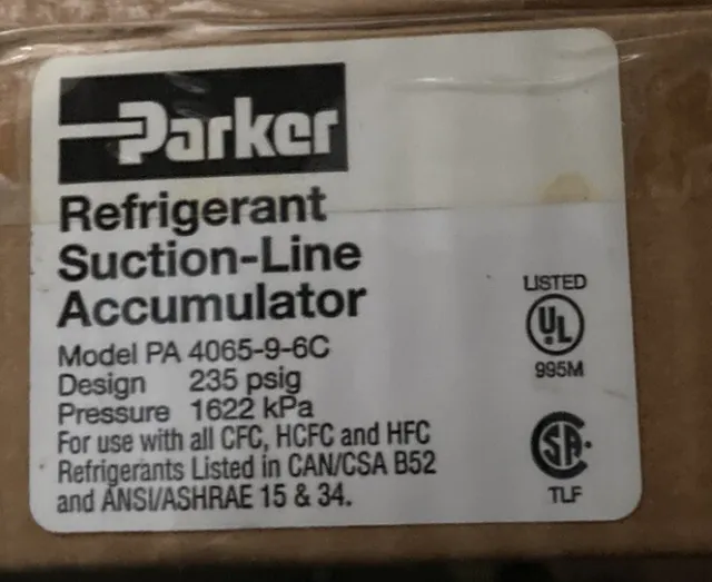 Parker PA4065-9-5C Suction Line Accumulator,Dia 4 X H 9 In PA 4065 Free Shipping