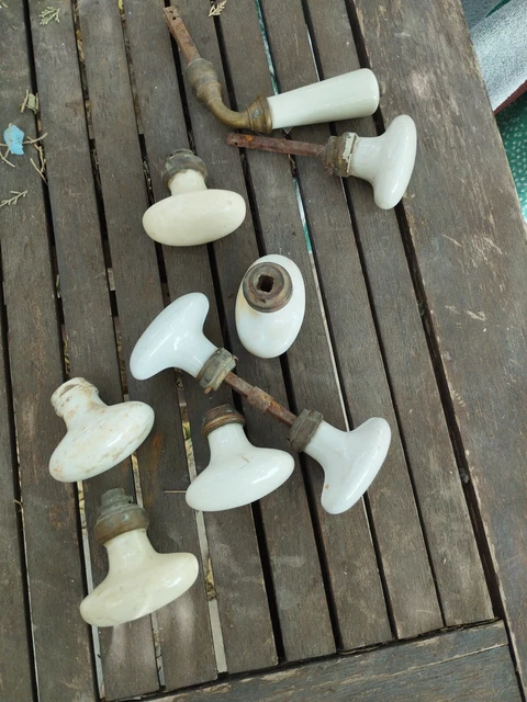 Lot de 9 Poignées De Porte En Porcelaine Blanche