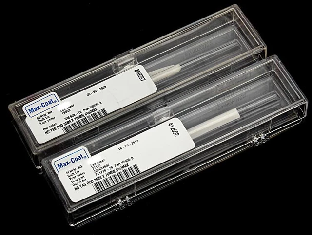 Lot 2 Northrop Grumman ND:YAG 3mm x 70mm .6% Max Laser Pump Lamp Crystal Rod