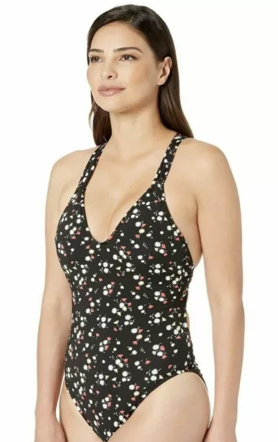 Ralph Lauren Black Floral Print Luster Swimsuit NWOT Size UK 12