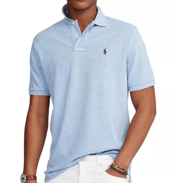 Polo Ralph Lauren Men's Classic Fit Mesh Polo Shirt Jamaica Blue Heather Size M