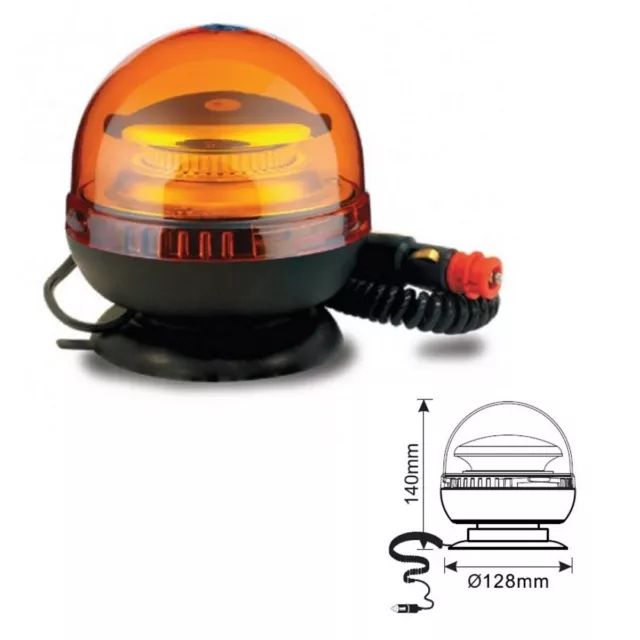 Rundumkennleuchte Rundumleuchte orange mit Magnetfuß u Saugnapf 12V 5