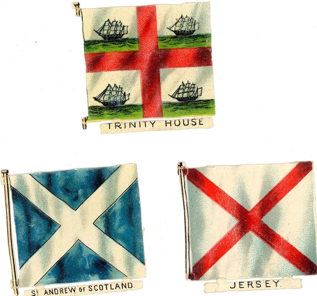 Antique Victorian Die Cut Scrap collection 3 flags Jersey Trinity House 1880s