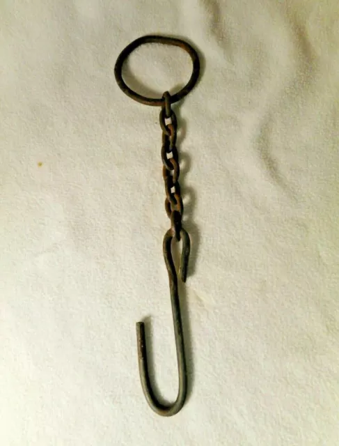 Vintage Style Iron Plant Hanger Old Chain and Hook Plant Hanger Rustic Primitive