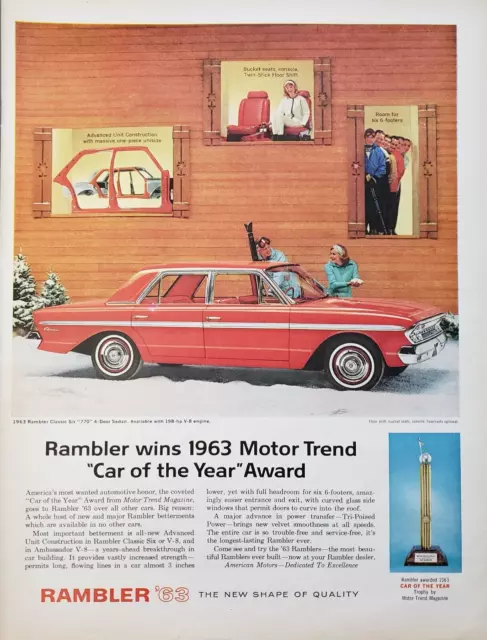 1963 Rambler Automobile Wins Motor Trend Car Of Year Award Vintage Print Ad