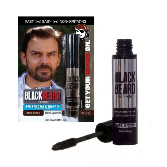 Blackbeard for Men Mens Hair Colour Mascara Beard Moustache Eyebrows DARK BROWN 2