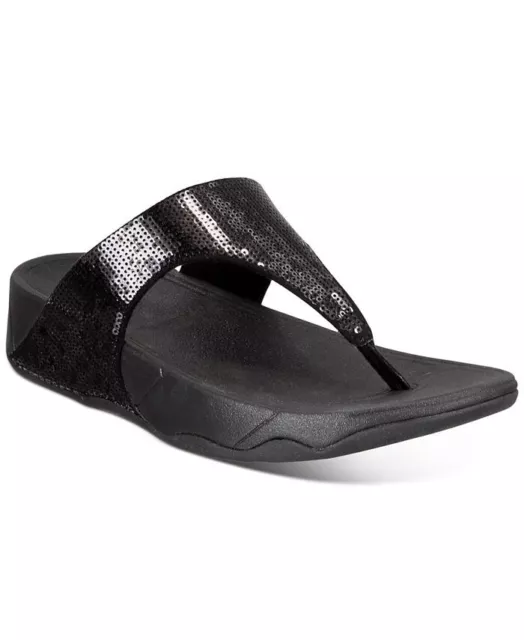 FITFLOP Electra Strata Womens Glitz Toe-post Sandals - Black Magic sz 6