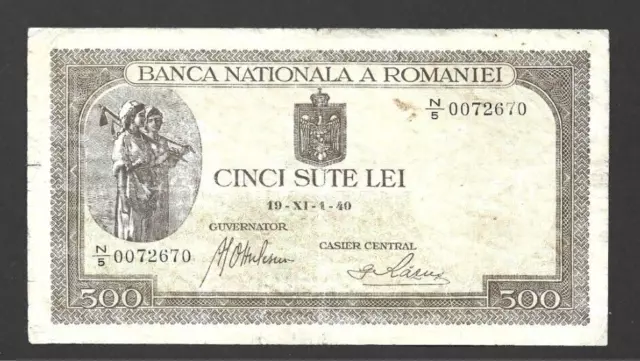 500 Lei  Fine Banknote From Romania 1940  Pick-51