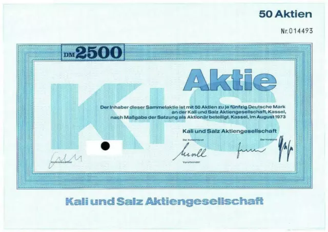 10 X Kali und Salz Aktiengesellschaft 1973 2500 DM