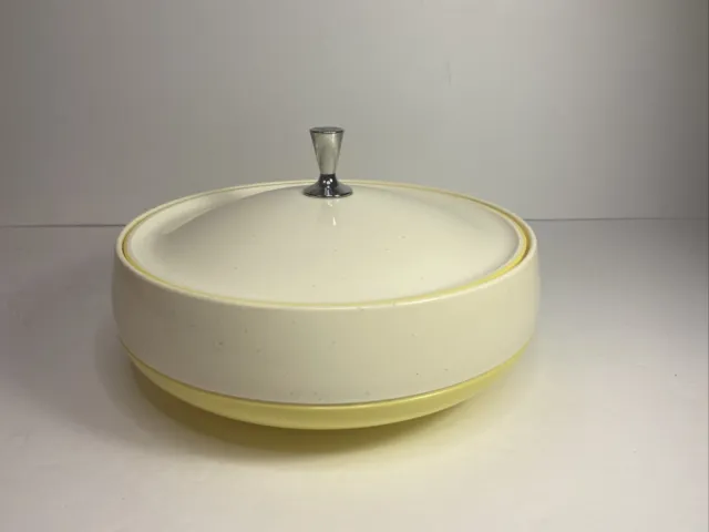 Vintage Bopp Decker Plastic Vacron Covered Bowl Serving Dish MCM Yellow USA