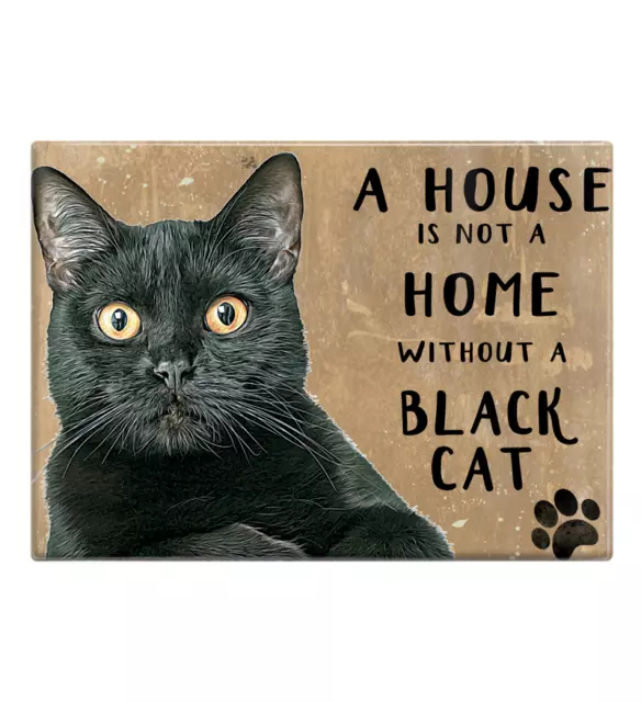 Black Cat Funny Cute Novelty Fridge Magnet for Cat Lovers & Refridgerators