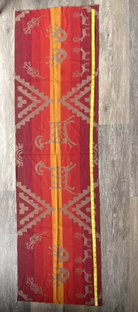 Pendleton Wool Remnant 18 X 64 in. Red Brown Hands Deer Goat Salamander Tan