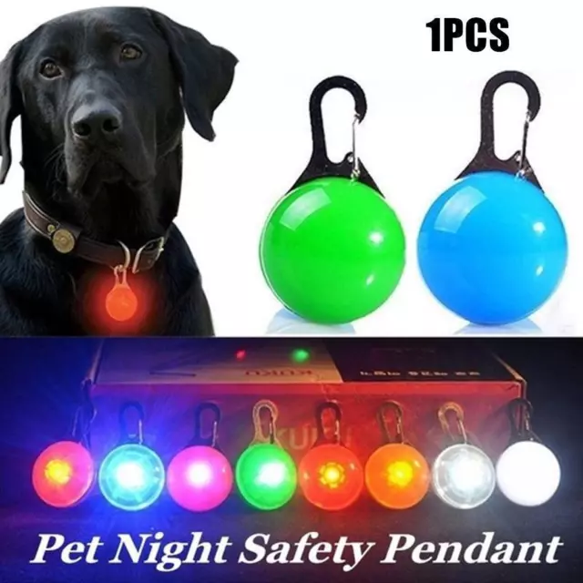 1Pet Dog Cat Puppy LED Night-Light Flashing Collar Tag Clip Buckle Safety Pendan