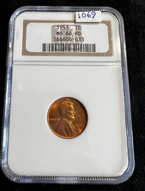 1953-P Lincoln Wheat Cent 1c Penny Uncirculated NGC MS66 RD RED GREAT COIN 1069