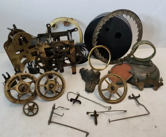 Vintage Mixed Lot of Clock Parts for Steampunk Art