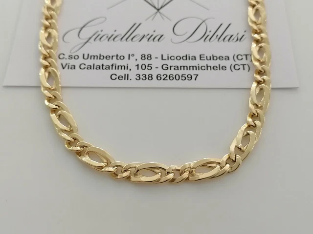 Chaîne Gourmette En Or Jaune 18K Massif - 50 Cm, Or 750/1000, Fabriquée En Italie, Neuf Avec étiquettes