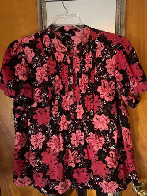 Style & Co.  Coral Floral Print Blouse - 20W