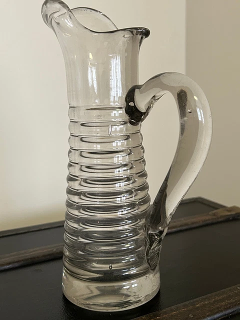 ANCIEN PICHET À cidre en verre épais Normand, 19ème siècle, h. 22 cm EUR 60,00 - FR