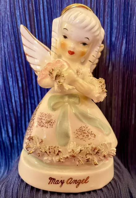 VINTAGE NAPCO  May BIRTHDAY ANGEL : A1365 Ceramic Gold Accents See Pictures 🌸